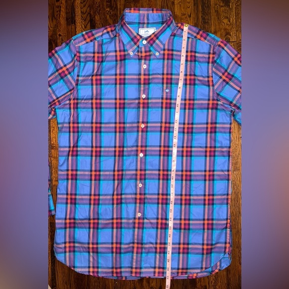 SOUTHERN TIDE Plaid Button Down 100% Cotton LS Shirt in Blue/Pink/Orange Size M - Picture 5 of 7